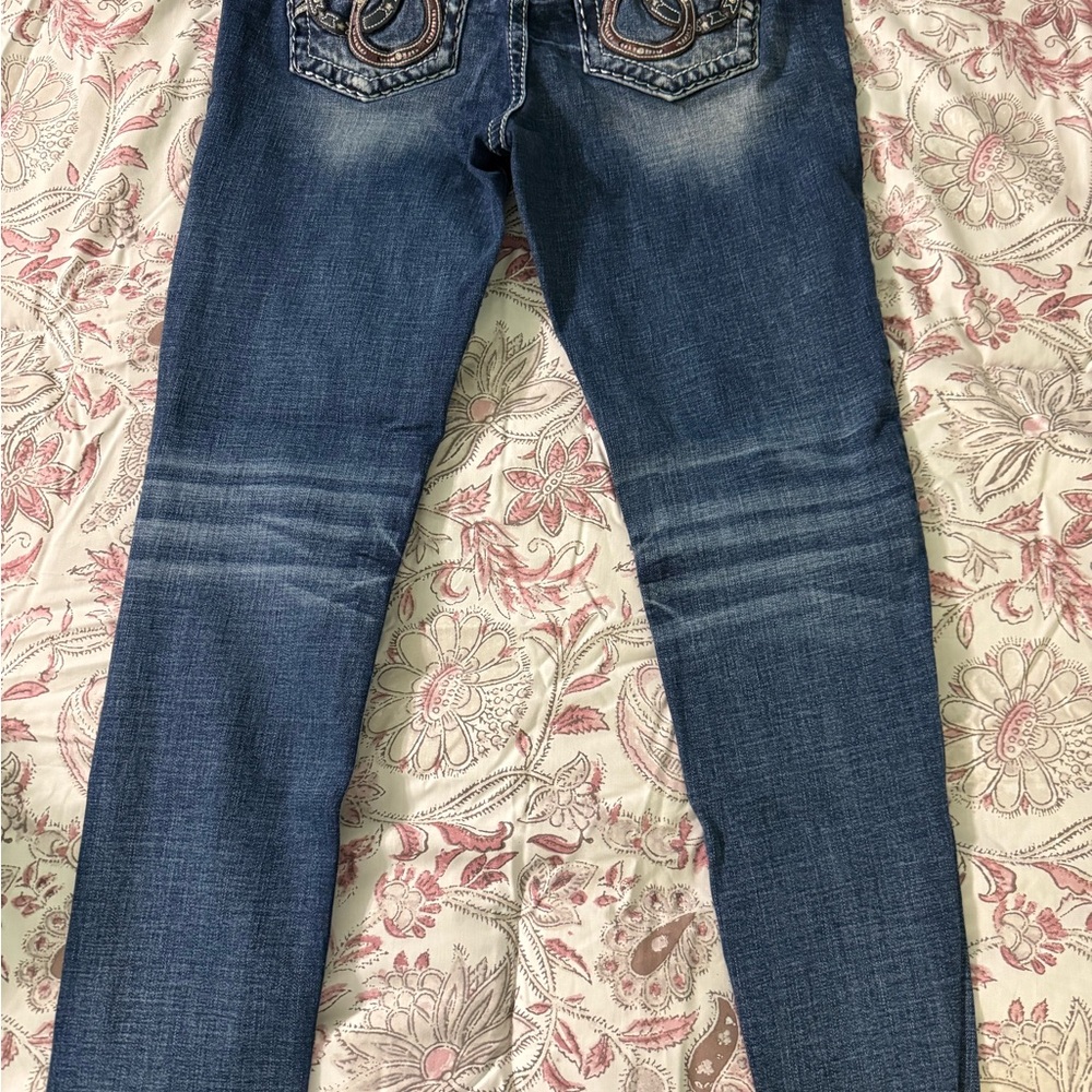 Miss Me Blue Skinny Jeans with Modern Detailing